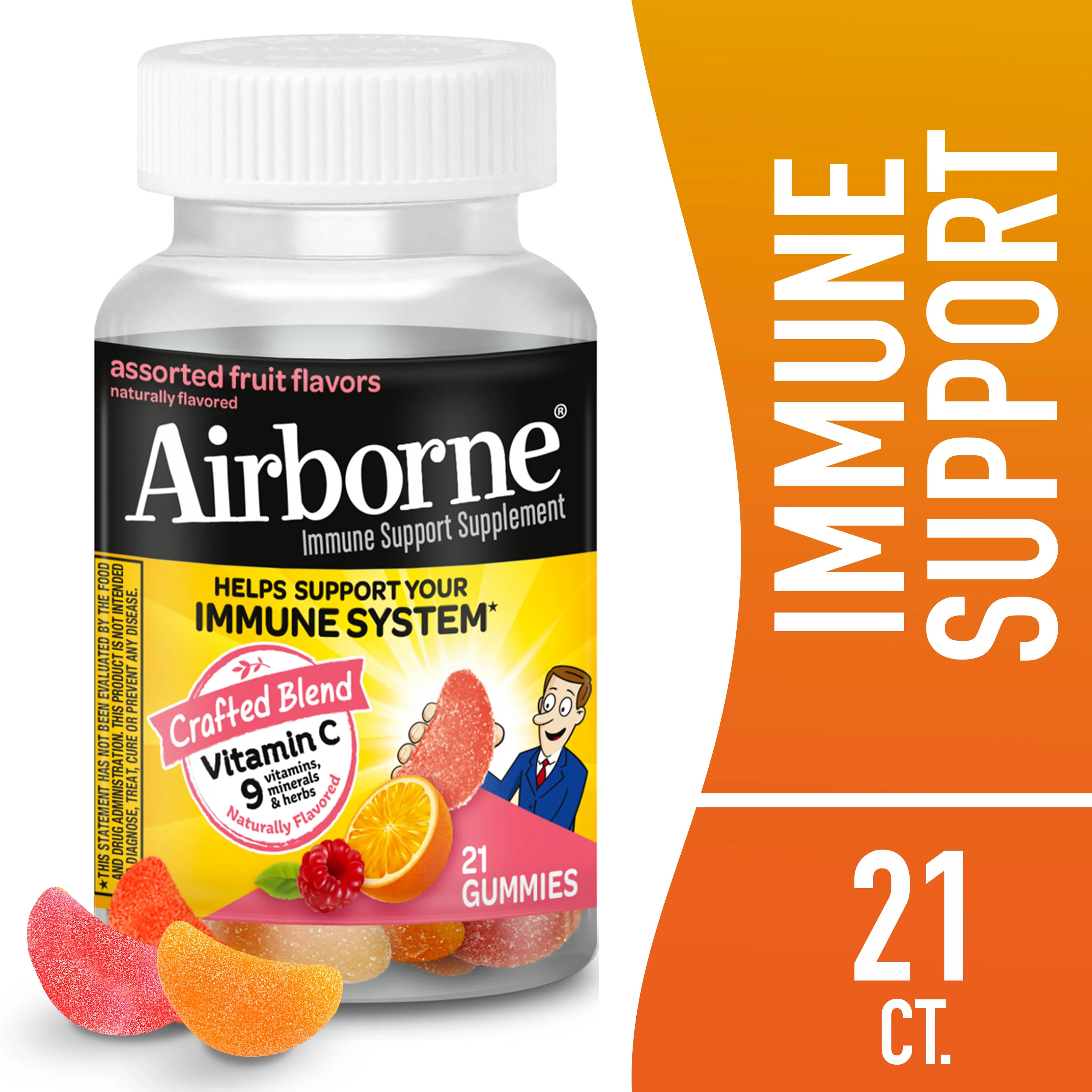 Airborne Assorted Fruit Flavored Gummies, 21 count - 750mg of Vitamin C and Minerals & Herbs Immu... | Walmart (US)