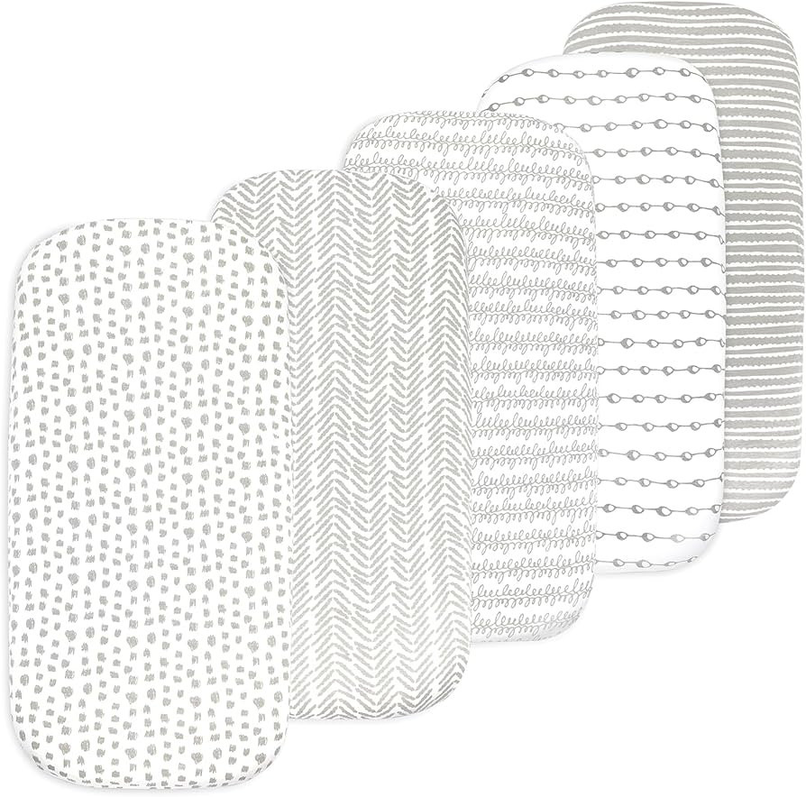 Baby Bassinet Sheet Set for Boy and Girl, 5 Pack Set, Universal Fitted for Oval, Hourglass & Rect... | Amazon (US)