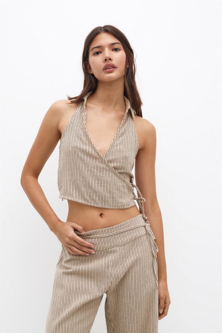 Top halter semplice a righe | PULL and BEAR IT