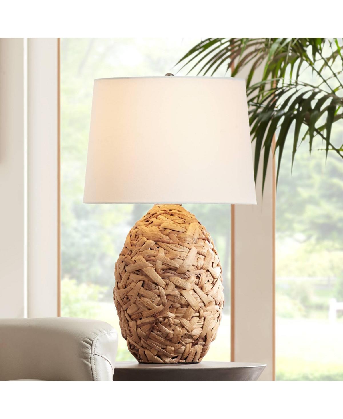 Nantucket Modern Coastal Table Lamp 26" High Natural Woven Seagrass White Tapered Drum Shade Decor for Bedroom Living Room House Home Bedside Nightsta | Macy's