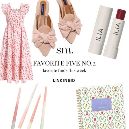 Favorite five no. 2 

The Mule – Margaux 
Anthropologie Ombré Taper Candles, Set of 4
Ruled Journal Gardening - Emily Ley for At-A-Glance
ILIA Balmy Tint Hydrating Lip Balm
Pink The Crepe Ellie Nap Dress



#LTKSeasonal #LTKGiftGuide #LTKstyletip