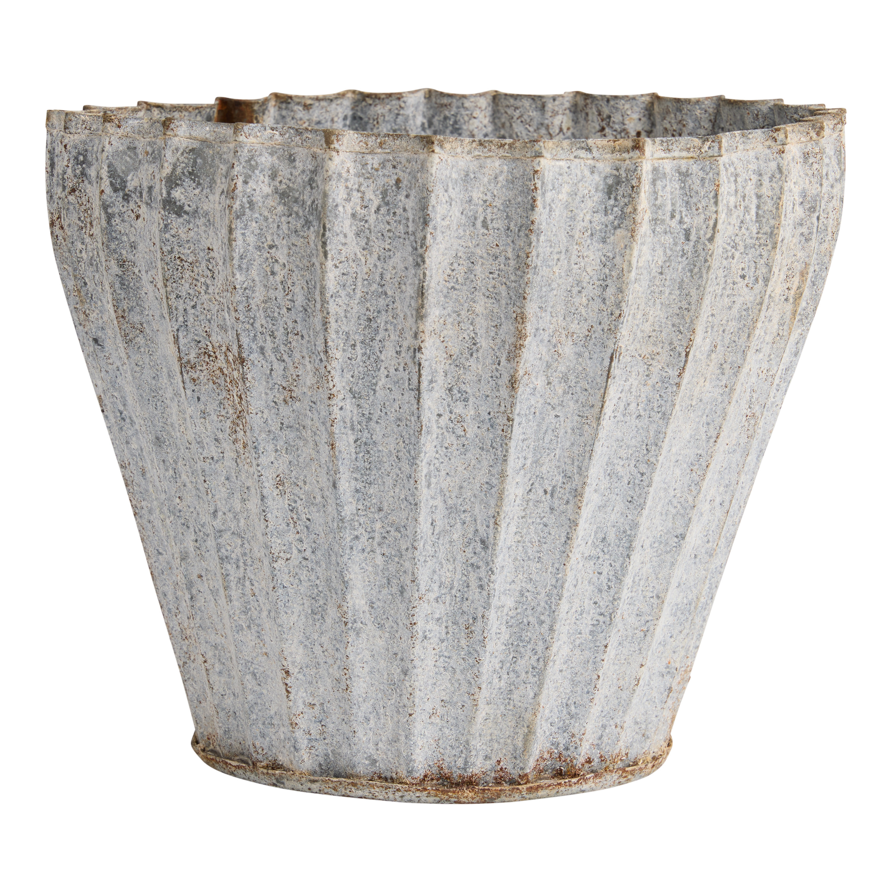 Antiqued Galvanized Metal Fluted Planter | World Market