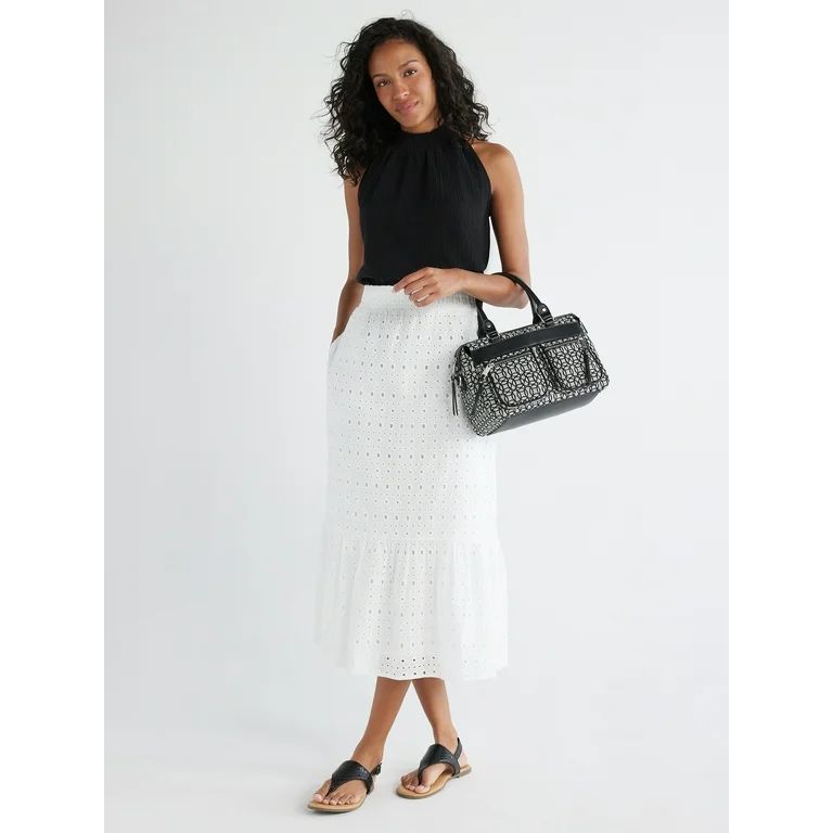 Time and Tru Women's Cotton Eyelet Midi Skirt, Sizes XS-XXXL - Walmart.com | Walmart (US)