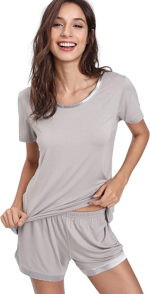 GYS Womens Pajama Shorts Set Soft Pjs Scoop Neck Sleepwear | Amazon (US)
