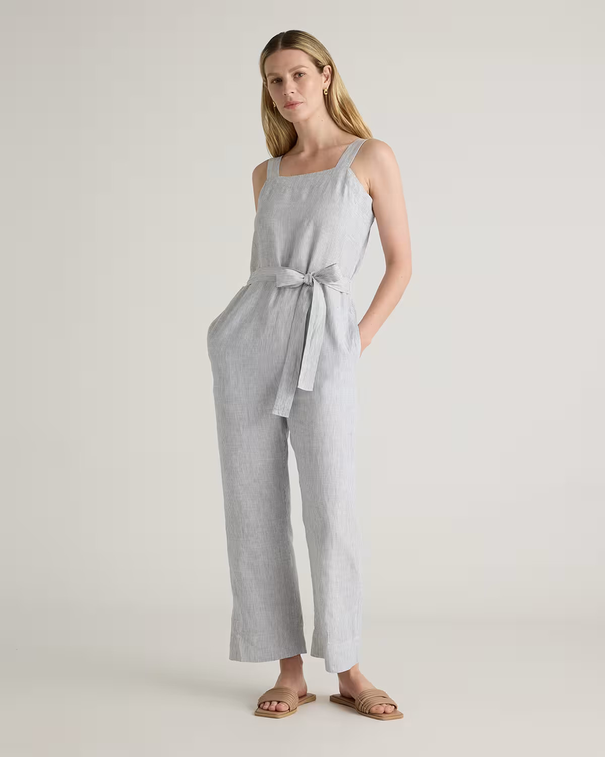 100% European Linen Square Neck Jumpsuit | Quince