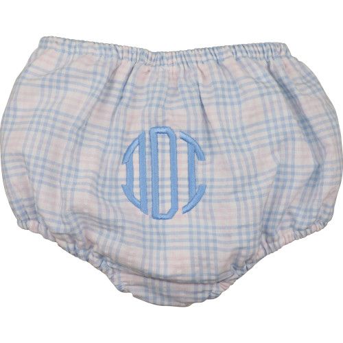 Pink And Blue Plaid Seersucker Swim Bloomer | Cecil and Lou