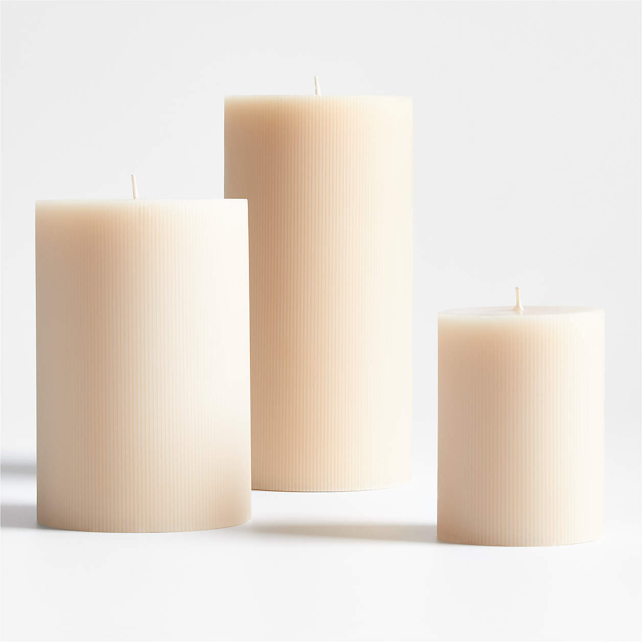 4"x6" Ribbed Linen Pillar Candle + Reviews | Crate & Barrel | Crate & Barrel