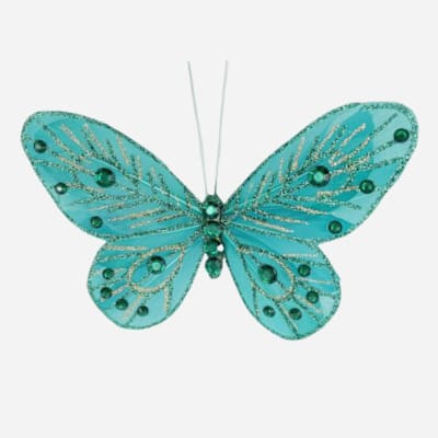 3-Count Aqua Butterfly Clip | At Home