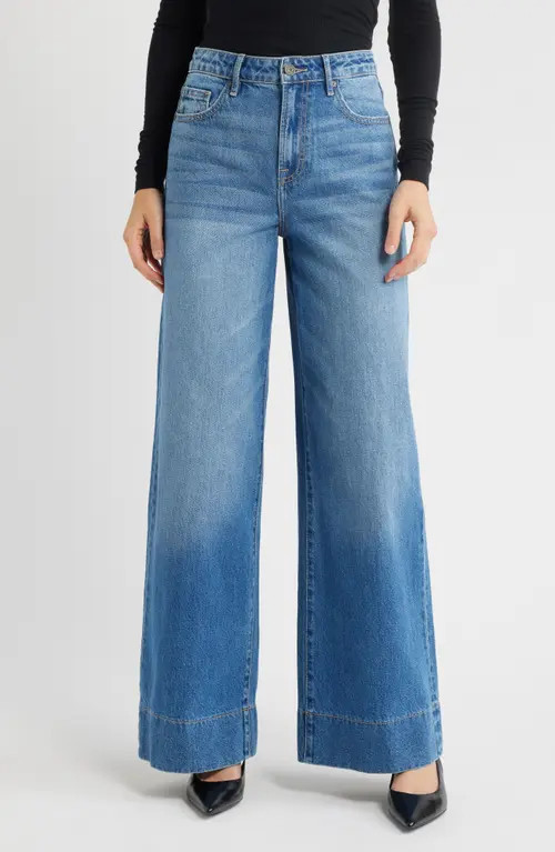 HIDDEN JEANS Super Wide Leg Jeans in Medium Wash at Nordstrom, Size 27 | Nordstrom