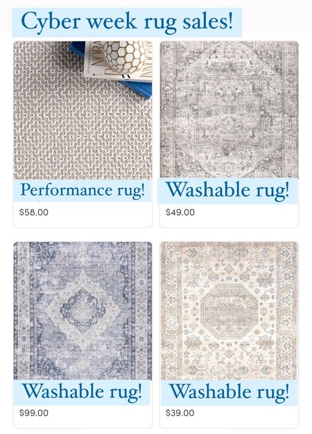 Cyber week rug sales! Black Friday sale performance rug washable rugs home decor living room dining room kitchen entryway bedroom rug bathroom rugs 

#LTKCyberweek #LTKhome #LTKsalealert