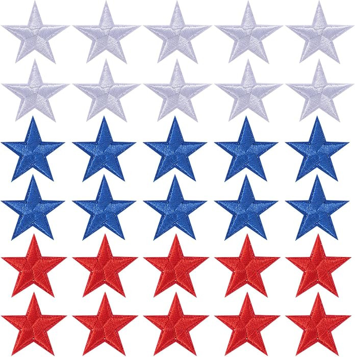 30 Pcs Star Iron on Patch, 1 Inch Sew on Star Embroidered Patches | Amazon (US)