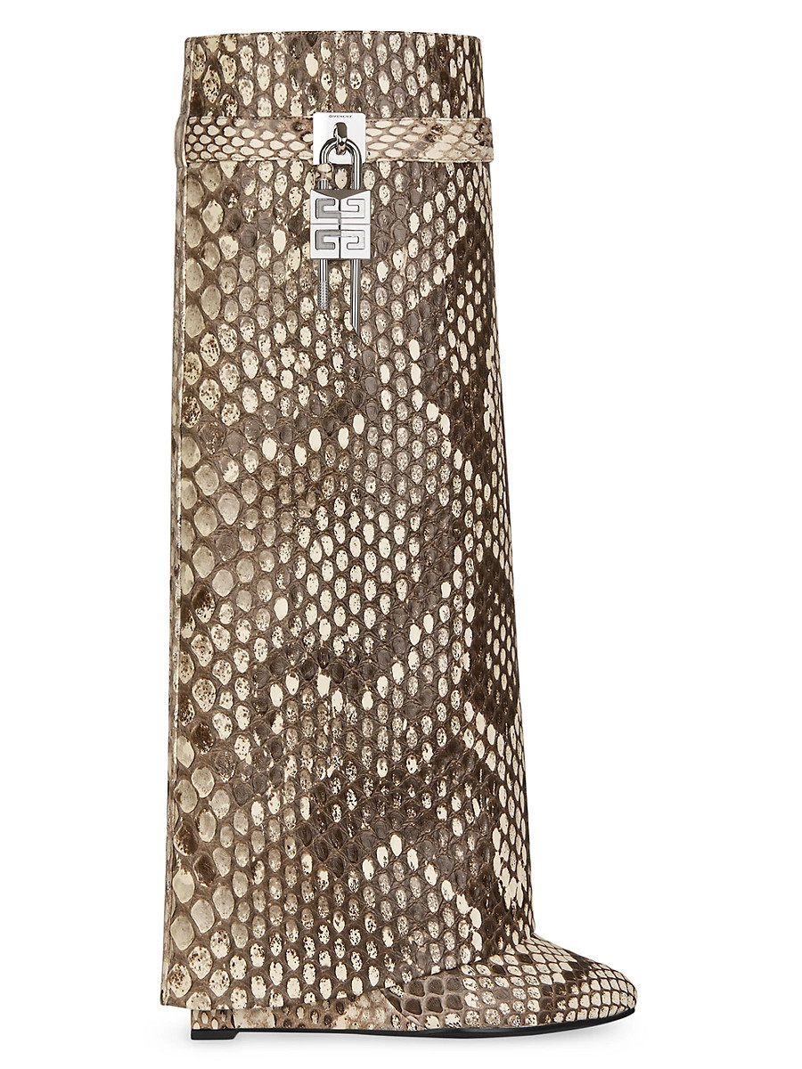 Women's Shark Lock Boots Wide Fit In Python - Grey Natural - Size 10 | Saks Fifth Avenue