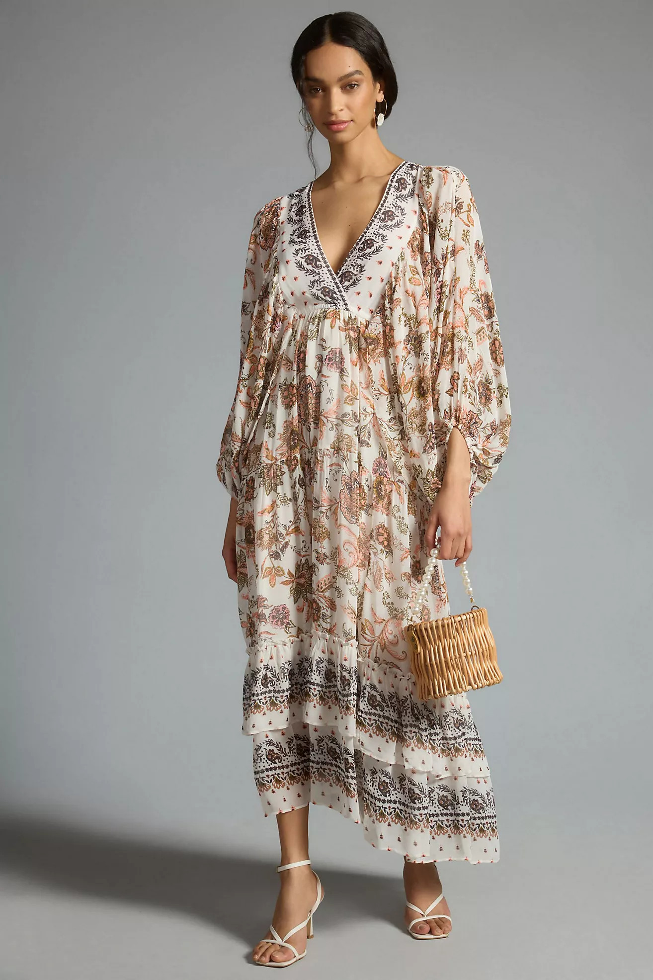 V-Neck Long-Sleeve Maxi Dress | Anthropologie (US)