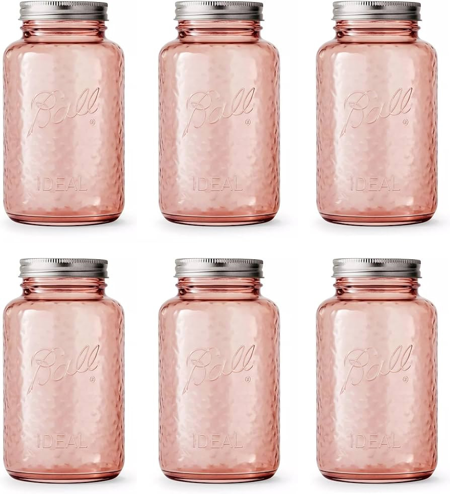 Ball Collectors Edition Vintage Rose Colored Canning Jars, Regular Mouth Quart Jars with Lids and... | Amazon (US)