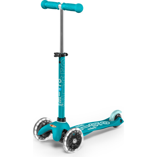 Micro Mini Deluxe LED, Aqua - Micro Kickboard Scooters | Maisonette | Maisonette