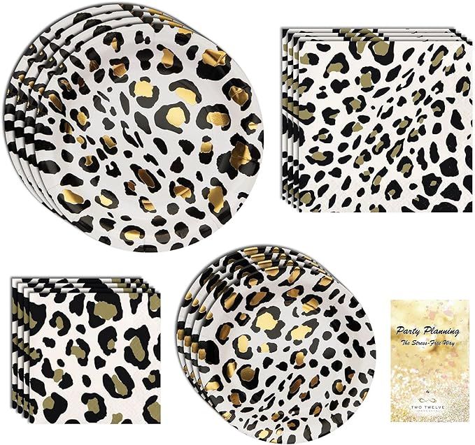 Leopard Party Supplies, Black White and Gold Foil Design, Womans Birthday, Bridal Shower, 16 Gues... | Amazon (US)