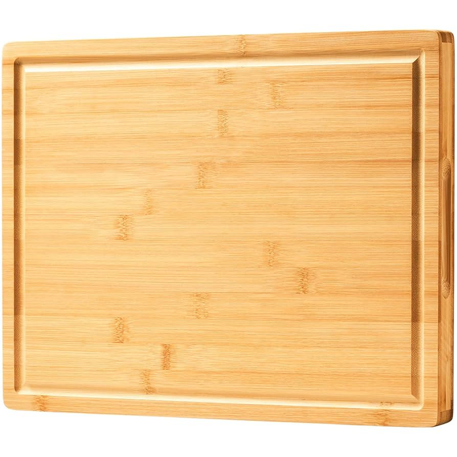Bamboo Wood Cutting Boards for Kitchen, 1" Thick Charcuterie Boards, Butcher Block with Juice Gro... | Amazon (US)