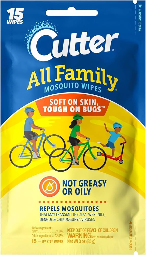 Cutter All Family Mosquito Wipes, Insect Repellent, Repel Mosquitoes, Ticks, Gnats, Fleas & More,... | Amazon (US)