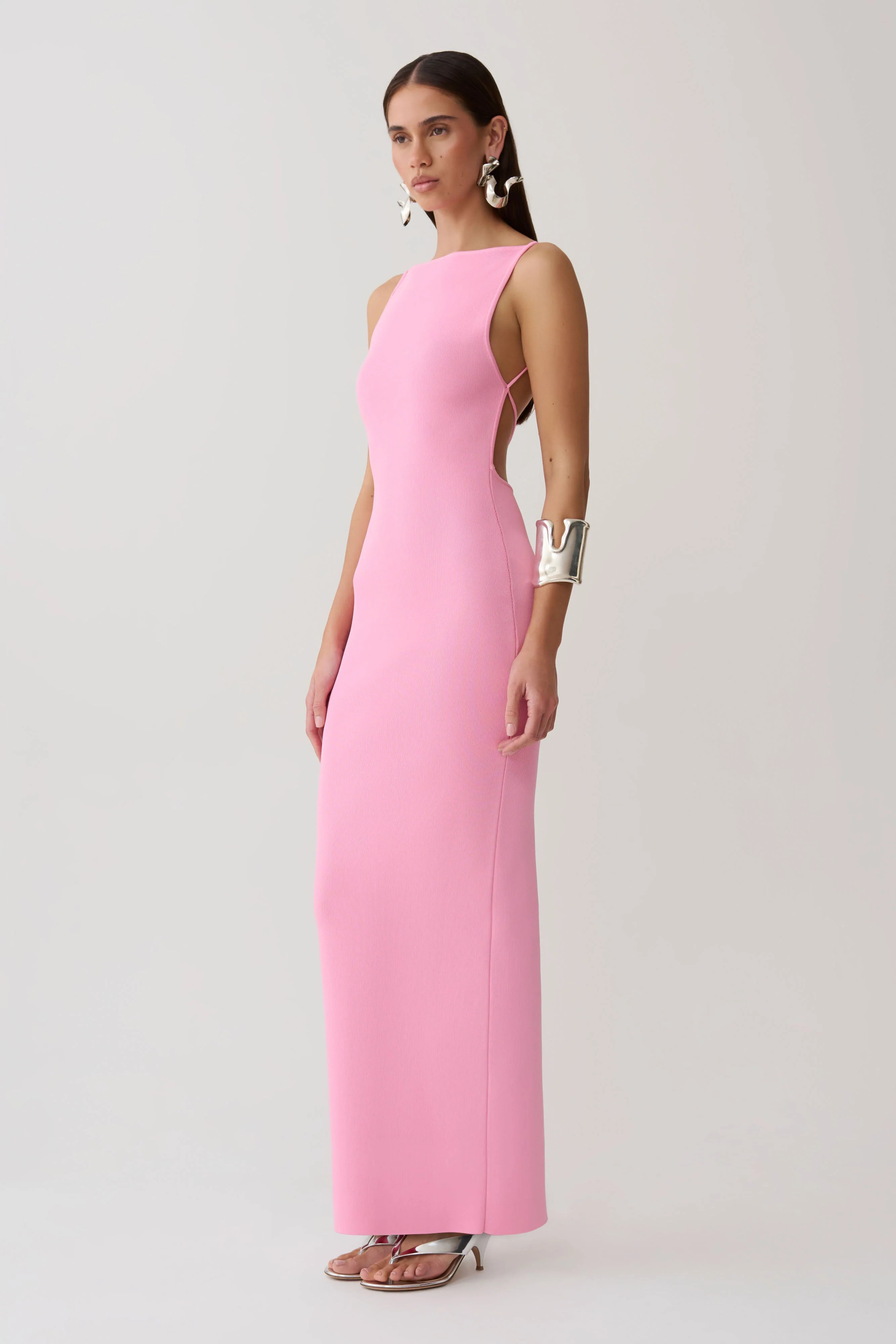 Robin Strappy Back Bandage Maxi Dress - Lipstick Pink | MESHKI US