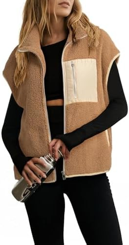 Dokotoo Womens Fleece Jacket Vest Sleeveless Fuzzy Sherpa Jackets Zip Up Oversized Casual Coats F... | Amazon (US)
