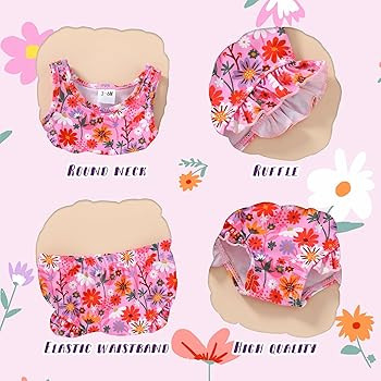 Toddler Girls Swimsuit Outfit Ruffle Floral Sleeveless Bikini Two Piece Bathing Suit for Baby Gir... | Amazon (US)