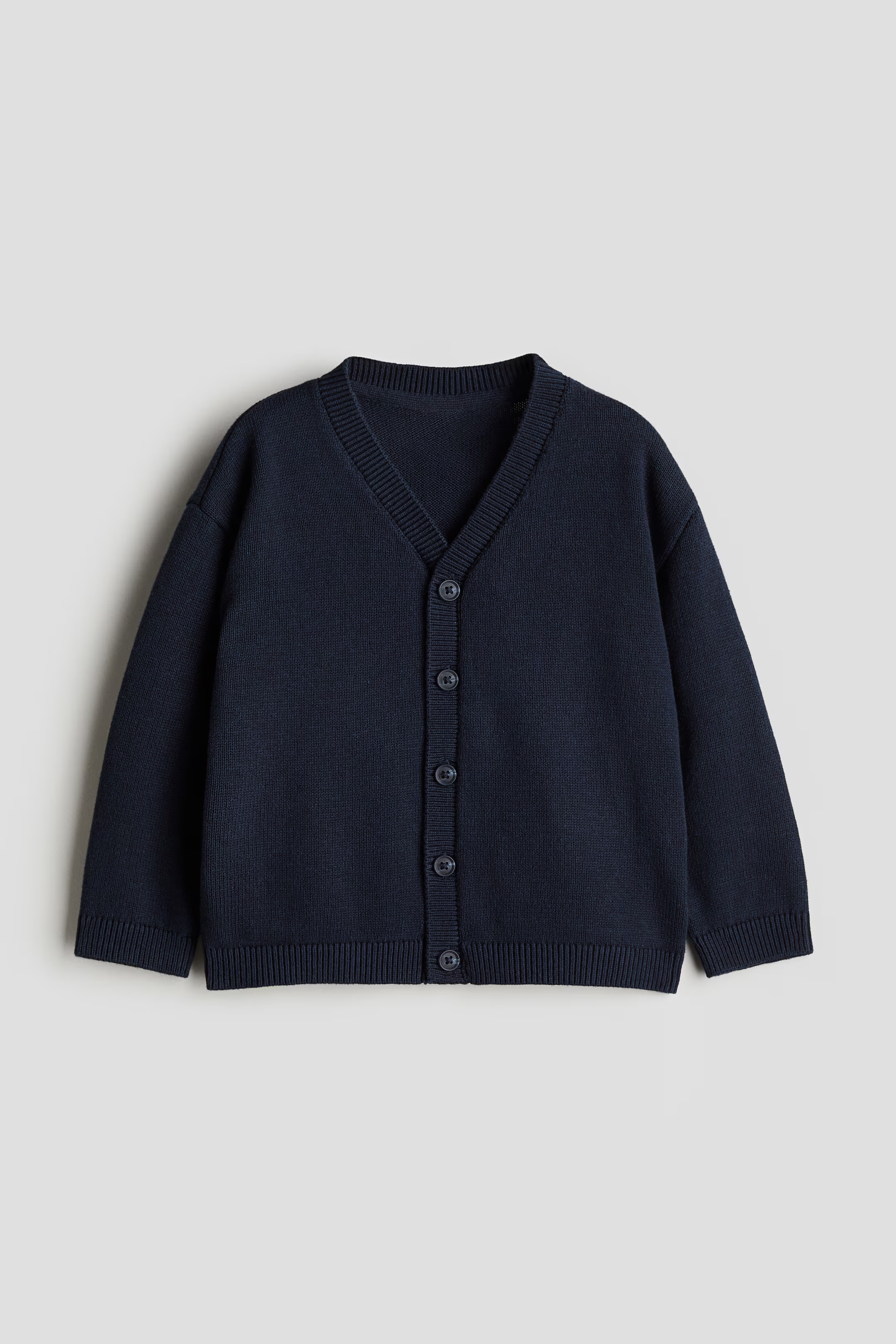 Waffle-knit Cardigan - V-neck - Long sleeve - Navy blue - Kids | H&M US | H&M (US + CA)