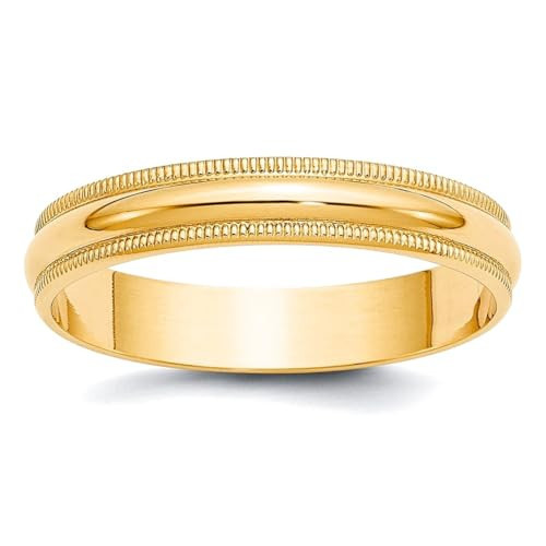 JewelryWeb 10k Yellow Gold Solid Polished Lightweight 4mm Ltw Milgrain Half Round Band Size 10.5 Ring Ring for Women and Men | Amazon (US)
