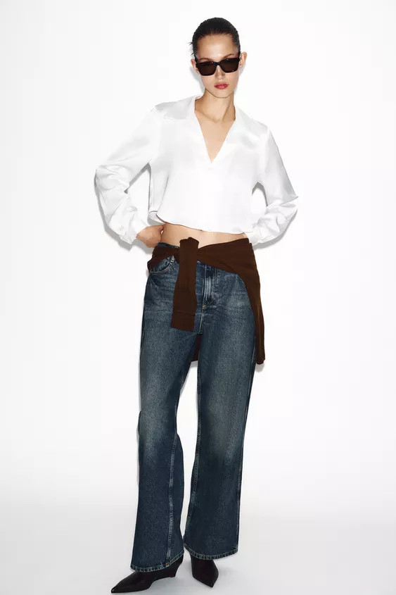 CROPPED SATIN EFFECT SHIRT | Zara US