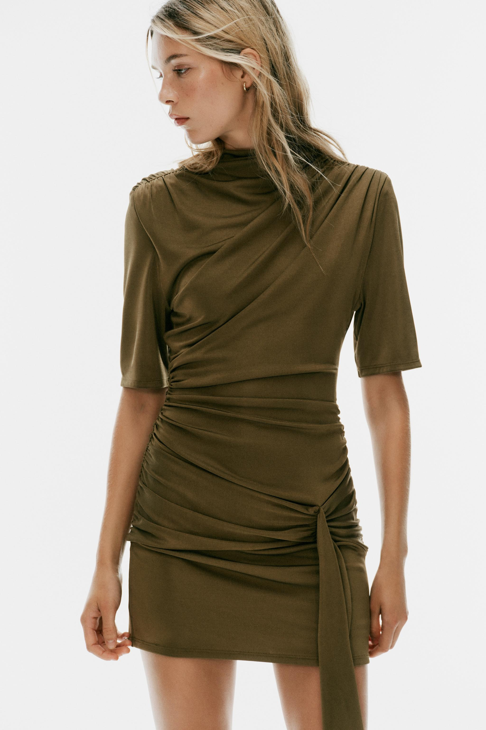 GATHERED MINI DRESS WITH SASH | Zara US