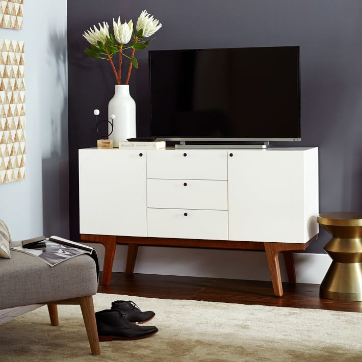 Modern Media Console (53") - White | West Elm (US)