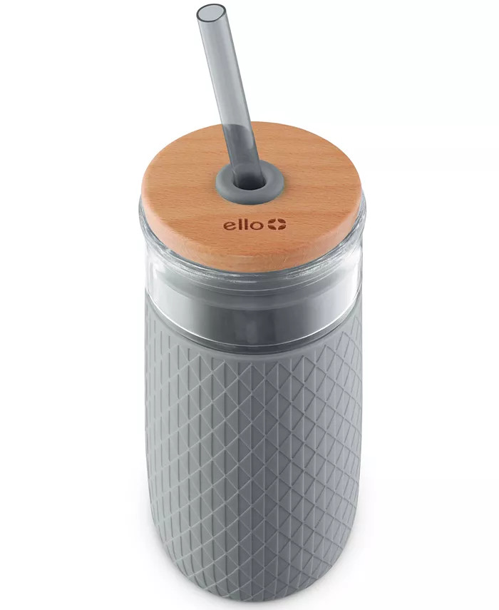 Devon 18-Oz. Glass Tumbler with Silicone Protection & Straw | Macy's