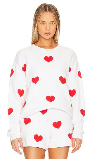 Go To Sweater in Tossed Heart Knit Red | Revolve Clothing (Global)
