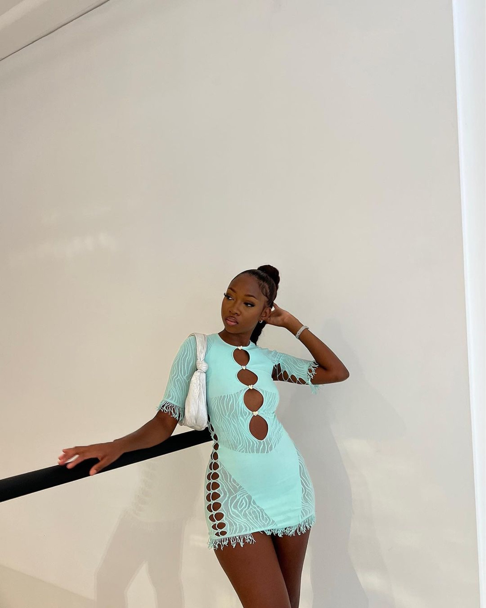 Turquoise dress, mesh dress, summer dress, short sleeve dress, cut out dress, blue dress, mini dress, poster girl dress, white bag, knot bag, mini bag, white heels, mule heels, Ego, Pretty Little Thing, ASOS, Poster Girl

#LTKSeasonal #LTKstyletip #LTKeurope