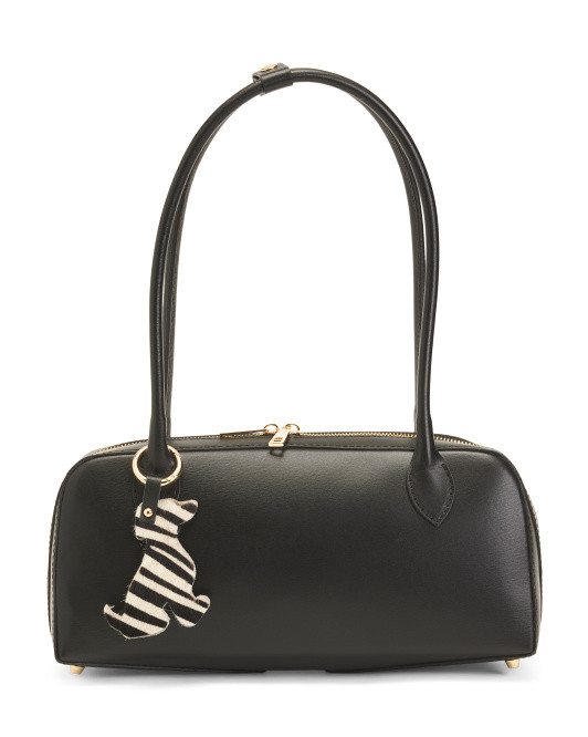 Made In Italy Leather Dog Charm East West Satchel | TJ Maxx