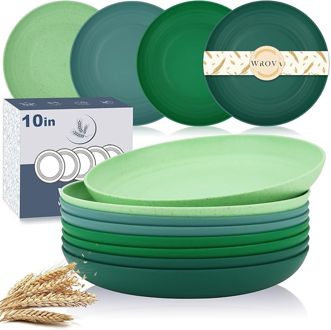 Wrova Wheat Straw Plates - 10 Inch Unbreakable Dinner Plates Set of 8 - Modern Dinnerware Dishes ... | Amazon (US)