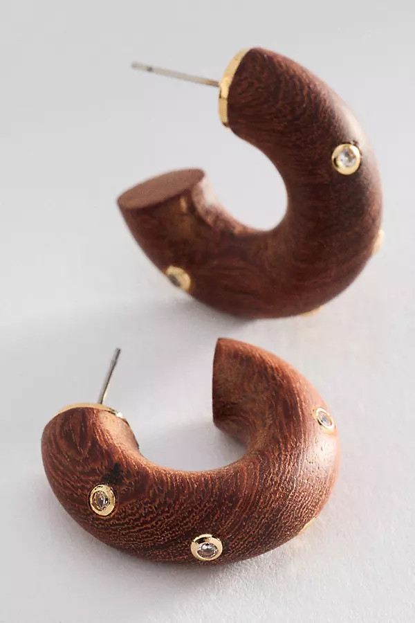 Shimmered Wood Hoop Earrings | Anthropologie (US)