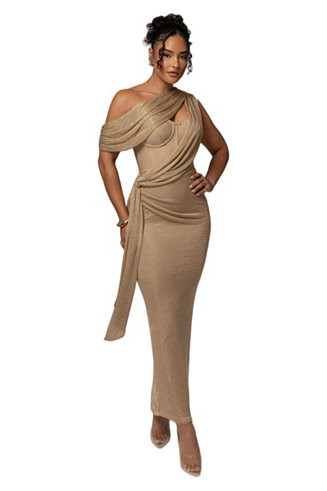 Women's Metallic Celestina Draped Maxi Dress | Macy's