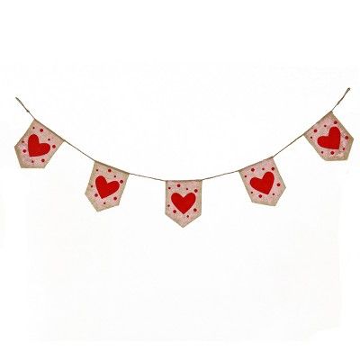 National Tree Company 6' Red Hearts and Dots Jute Garland, Valentine's Day Collection | Target