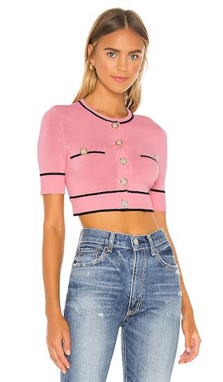 Pearl Short Sleeve Cardigan in Pink & Black | Revolve Clothing (Global)