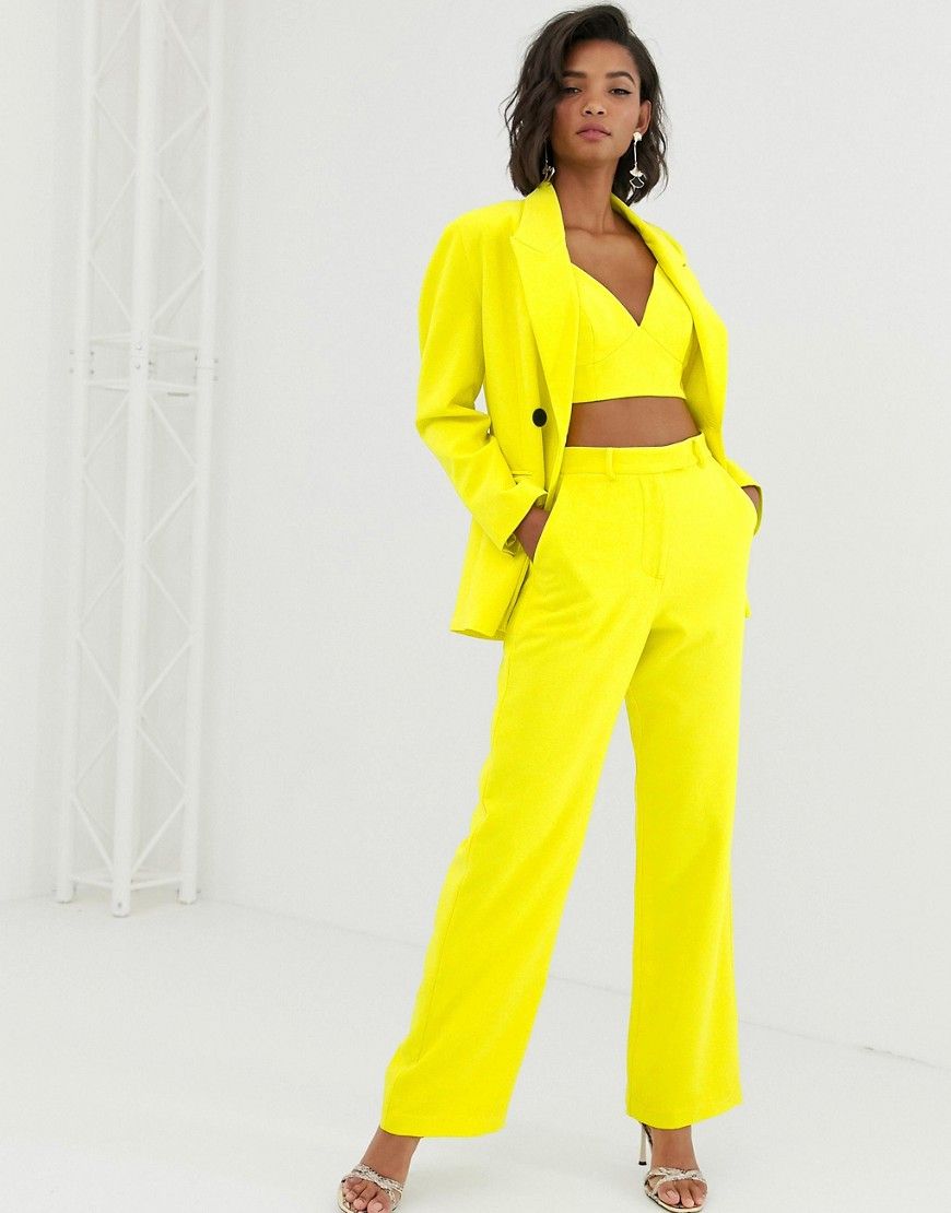 ASOS EDITION high waist mansy suit pants-Yellow | ASOS (Global)