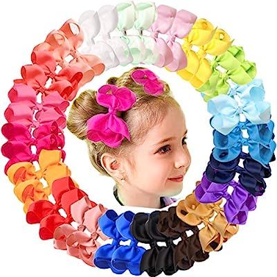 JOYOYO 40Pcs 4.5" Hair Bows Alligator Clips Grosgrain Ribbon Big Bows Clips For Girls Toddlers Ki... | Amazon (US)