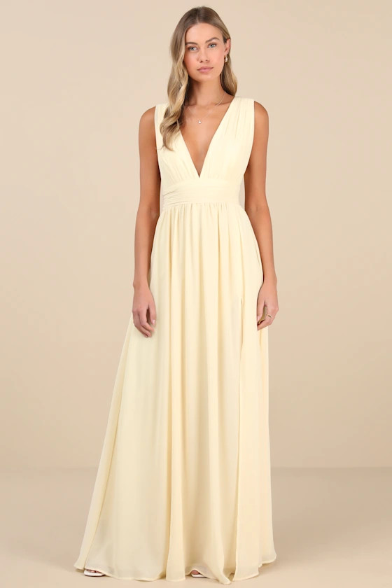Heavenly Hues Pale Yellow Maxi Dress | Lulus