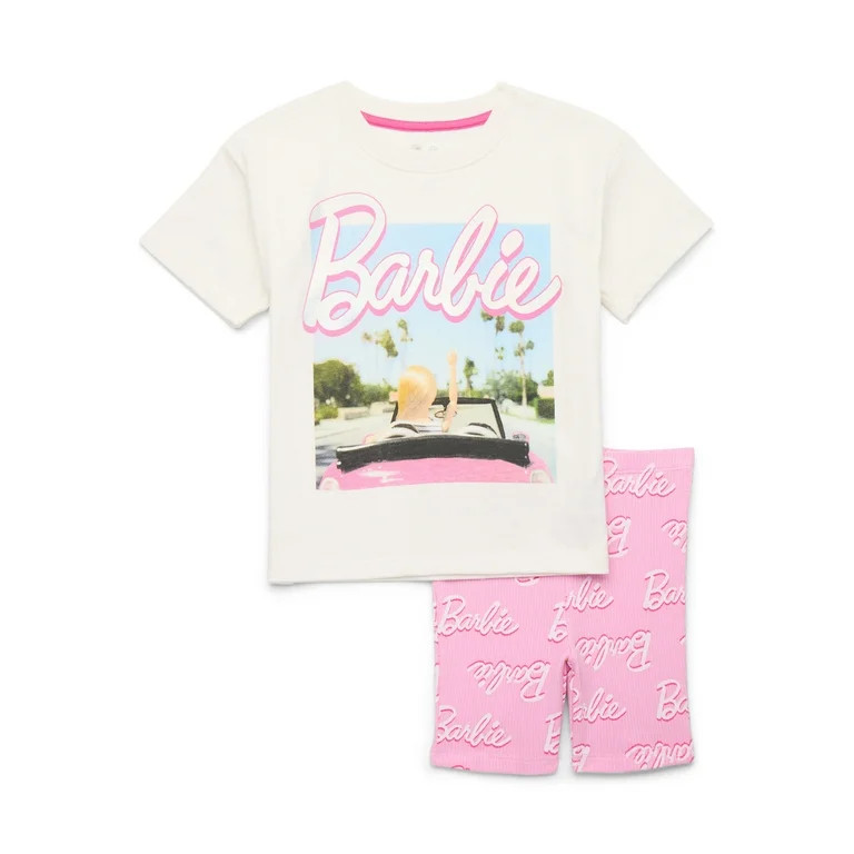 Barbie Toddler Girl Graphic Tee and Bike Shorts Set, 2-Piece, Sizes 12M-5T | Walmart (US)