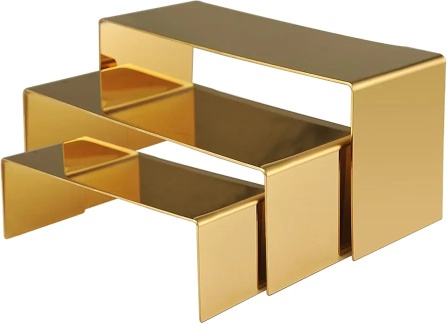 Purse Display Stand, 3 Gold Risers Display Stands Stainless Steel, Heavy Duty Countertop Shoes St... | Amazon (US)