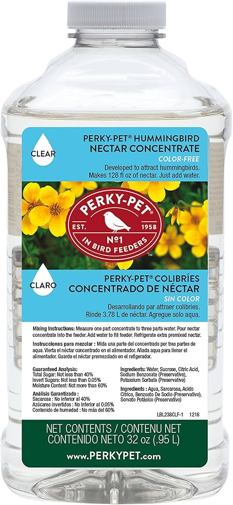 Perky-Pet Hummingbird Liquid Nectar Concentrate - 32 oz Concentrate - Makes 128 oz of Hummingbird... | Amazon (US)