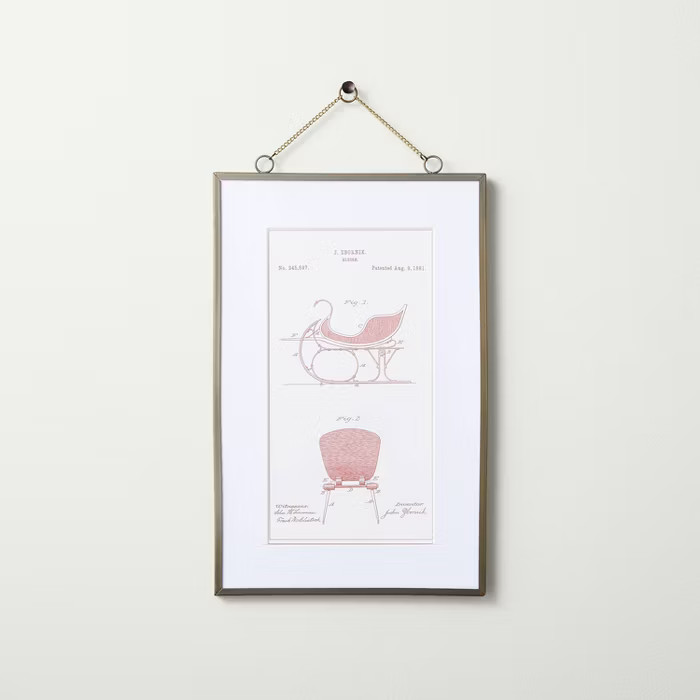 9" x 14" Metal Framed Sleigh Print Wall Art White/Red - Hearth & Hand™ with Magnolia | Target