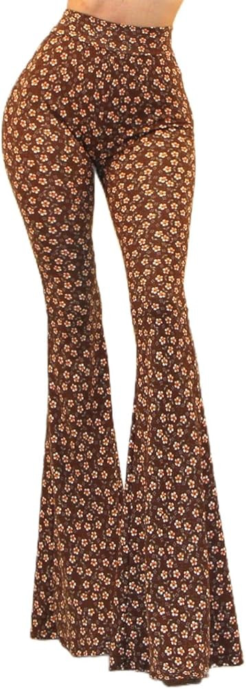Vivicastle Women's USA Boho Comfy Stretchy Bell Bottom Flare Pants | Amazon (US)