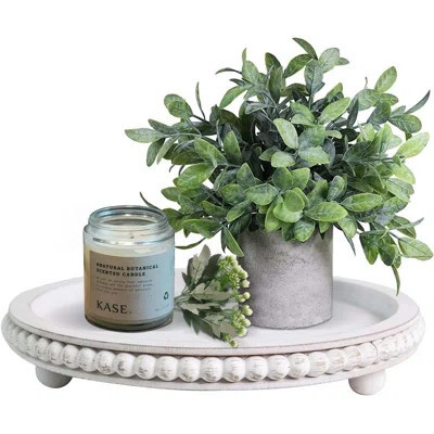 Decor 12In Round Wood Tray - White, Distressed, Farmhouse Rustic - Decorative Tray For Living Room, Coffee Table, Kitchen Table Or Farmhouse Serving T | Wayfair North America