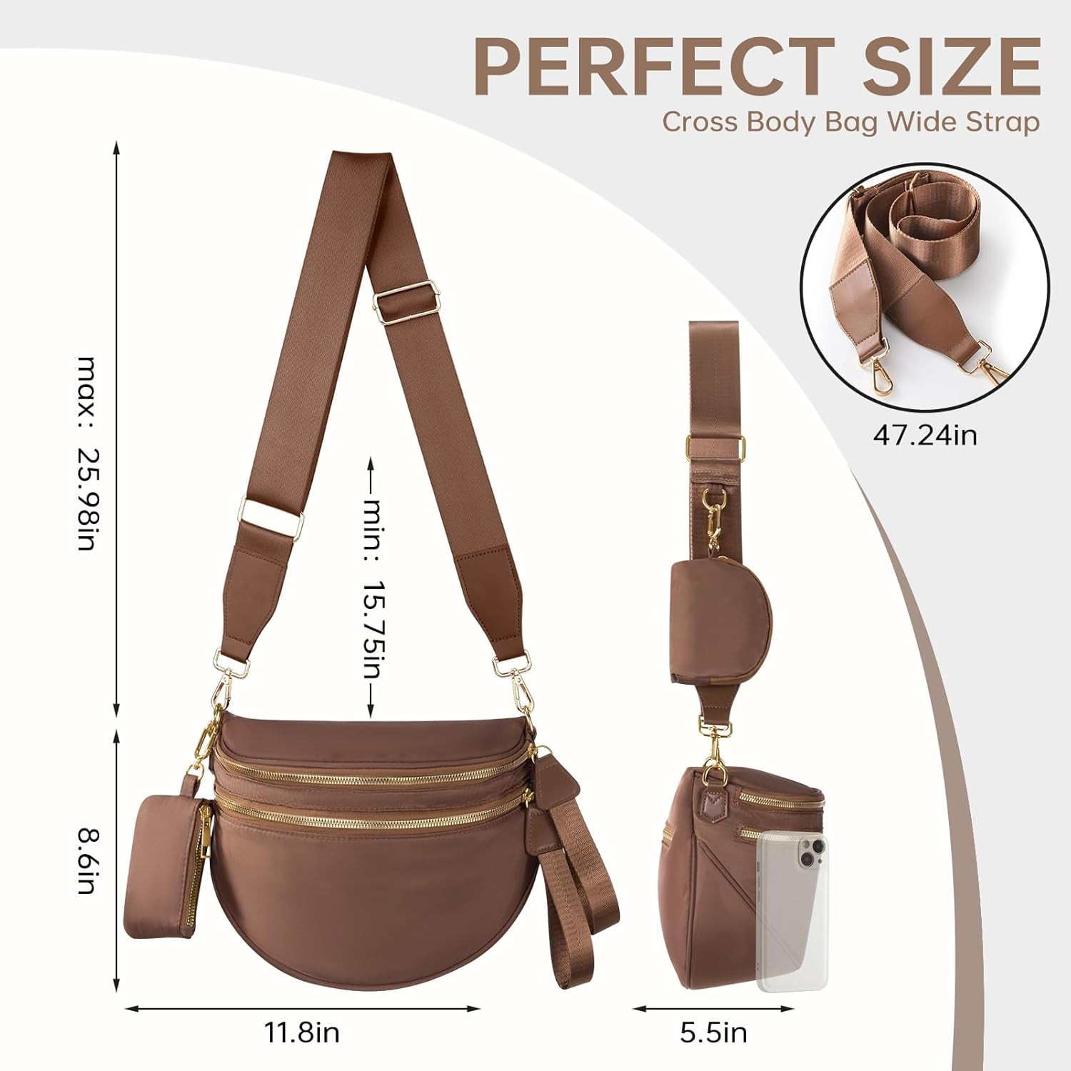 Bum Bag Crossbody Bags for Women Fashion Waist Packs Large Fanny Packs Belt Bag Checkered Purse H... | Amazon (US)