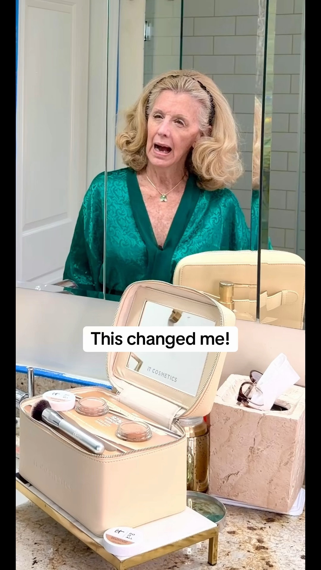 agewithstyle_ In 78 years, I've never worn foundation.
OMG this WORKS & CHANGED my look! I love how it feels, I love how it goes, on I love how easy it is and I love how I look afterwards. this reduces fine lines, firms and moisturizes all at once. It's my new beauty routine go to! If you're looking for something that's easy and one stop do it all- this is it!
IT Cosmetics. Do It All face balm & skincare serum found at Ulta! #love #fyp #over50 #beauty #makeup 

#LTKBeauty #LTKselfcare #LTKOver40